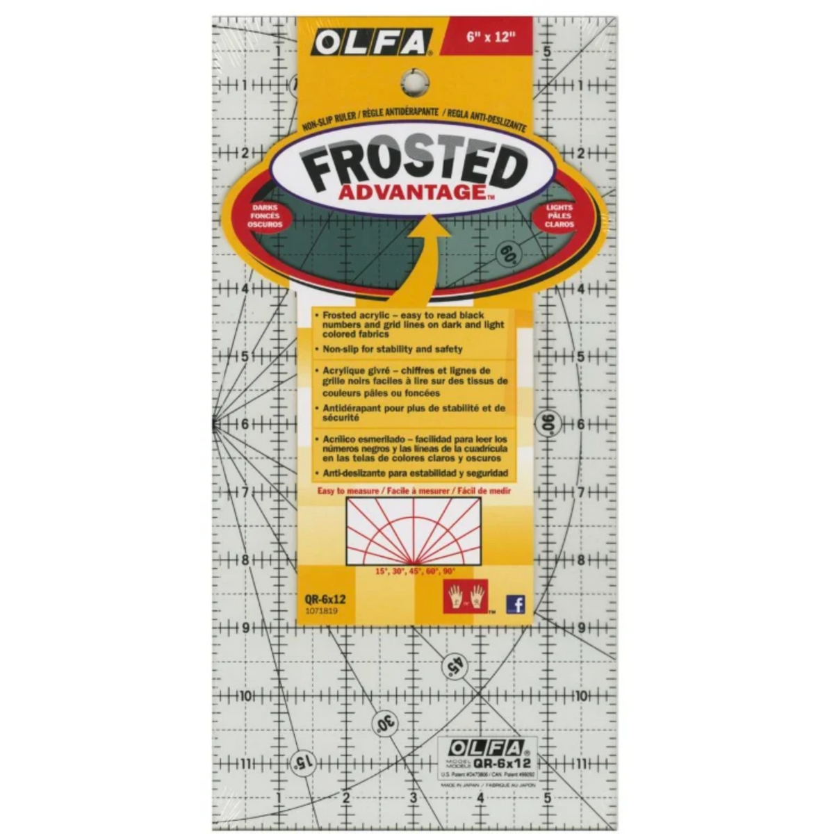 OLFA FROSTED RULER 6 x12 INCH