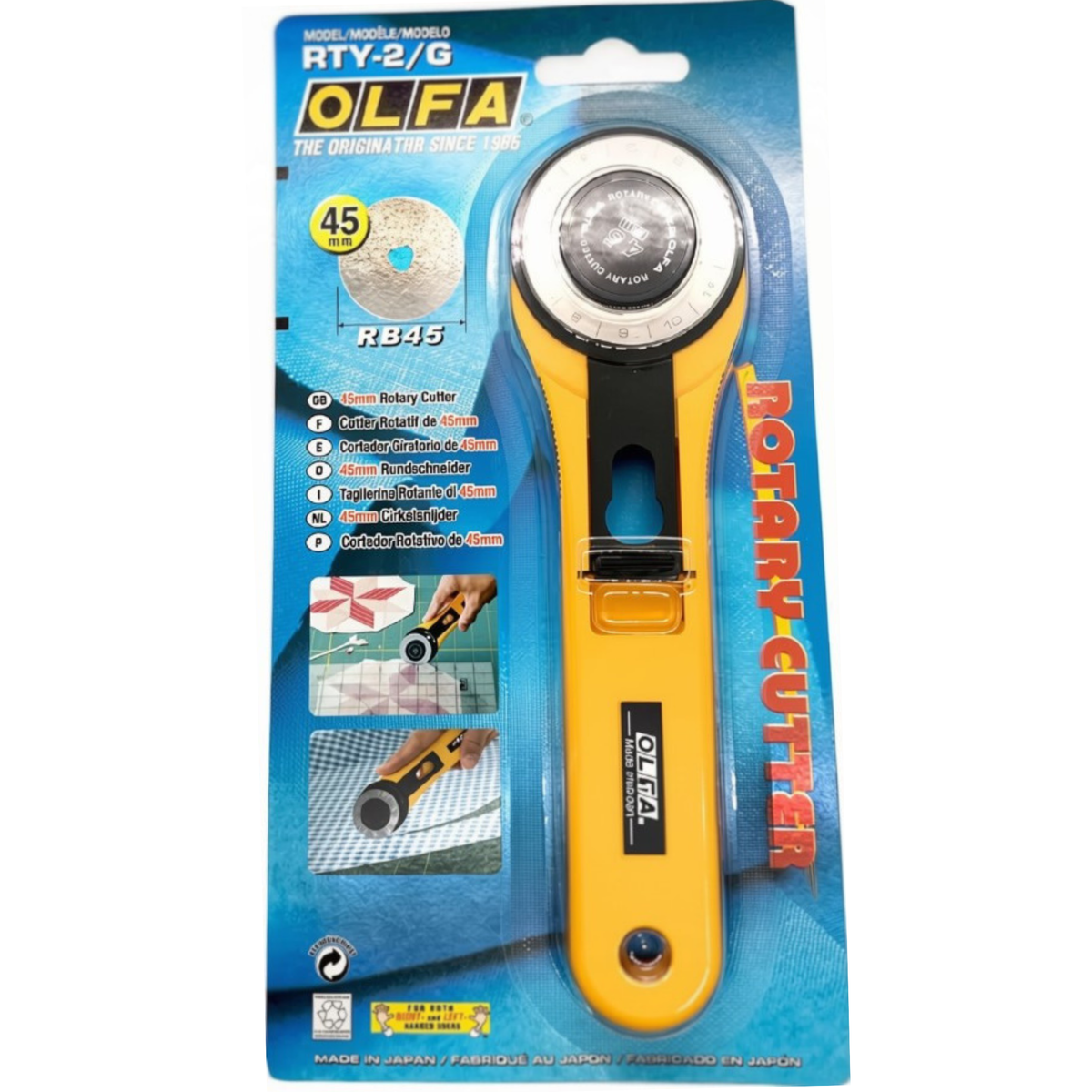 ROTARY CUTTER 45MM OLFA QUICK CHANGE YELLOW